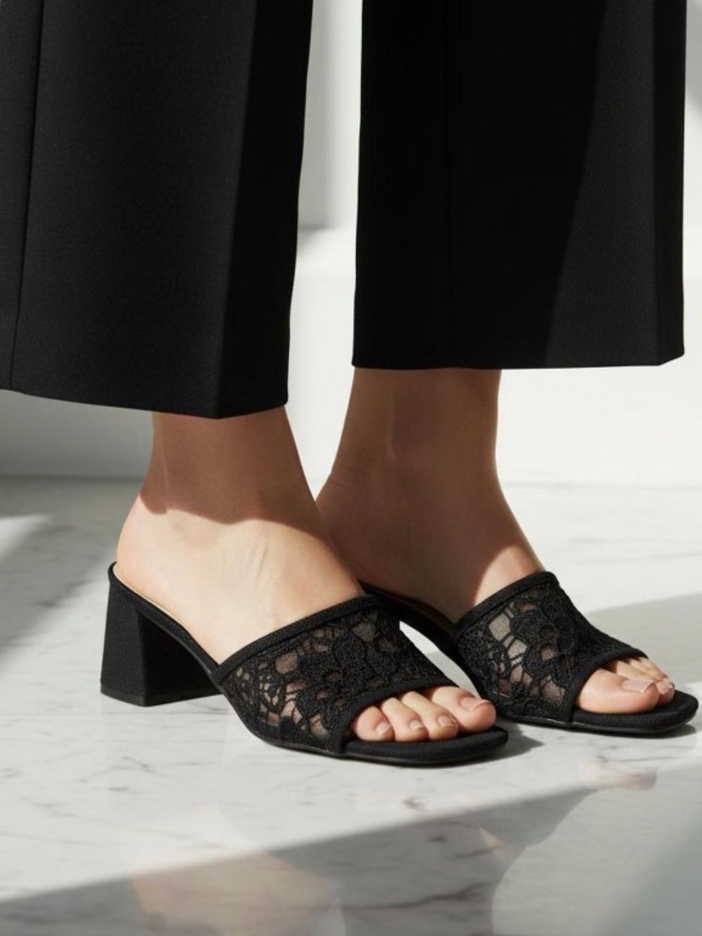 Lace Block Heels